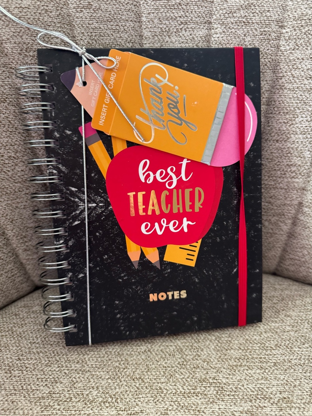 New Best Teacher Ever Spiral Notebook - Red & Black